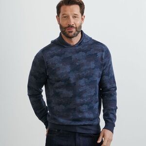 Peter Millar Men's Reversible Camo Popover Sweater - 100% Merino Wool Medium